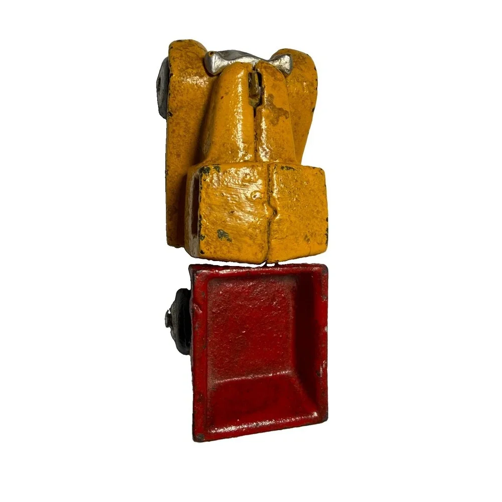 Cast Iron Dump Truck Toy Yellow Red Vintage Style Heavy Made In China